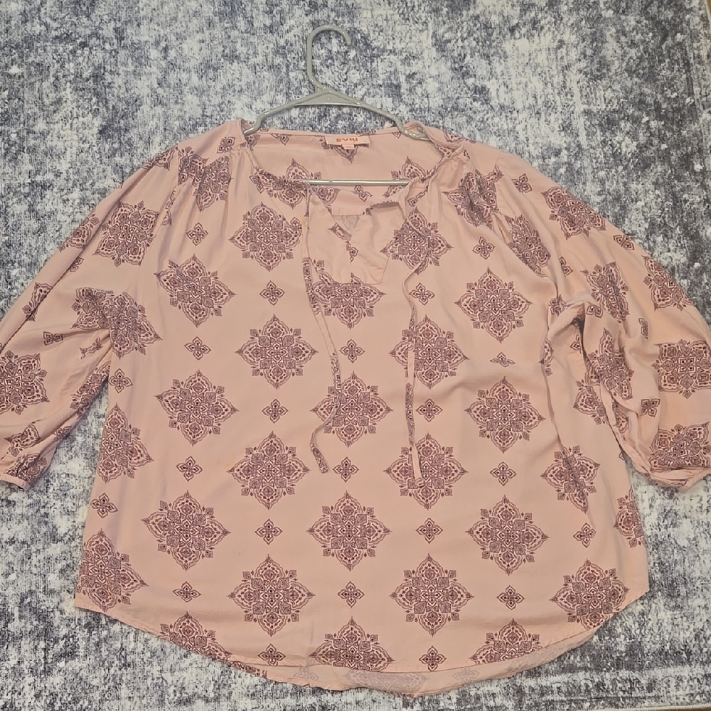 Women's Pink Patterned Peasant Blouse